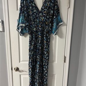 Elegant Blue Floral Maxi Dress